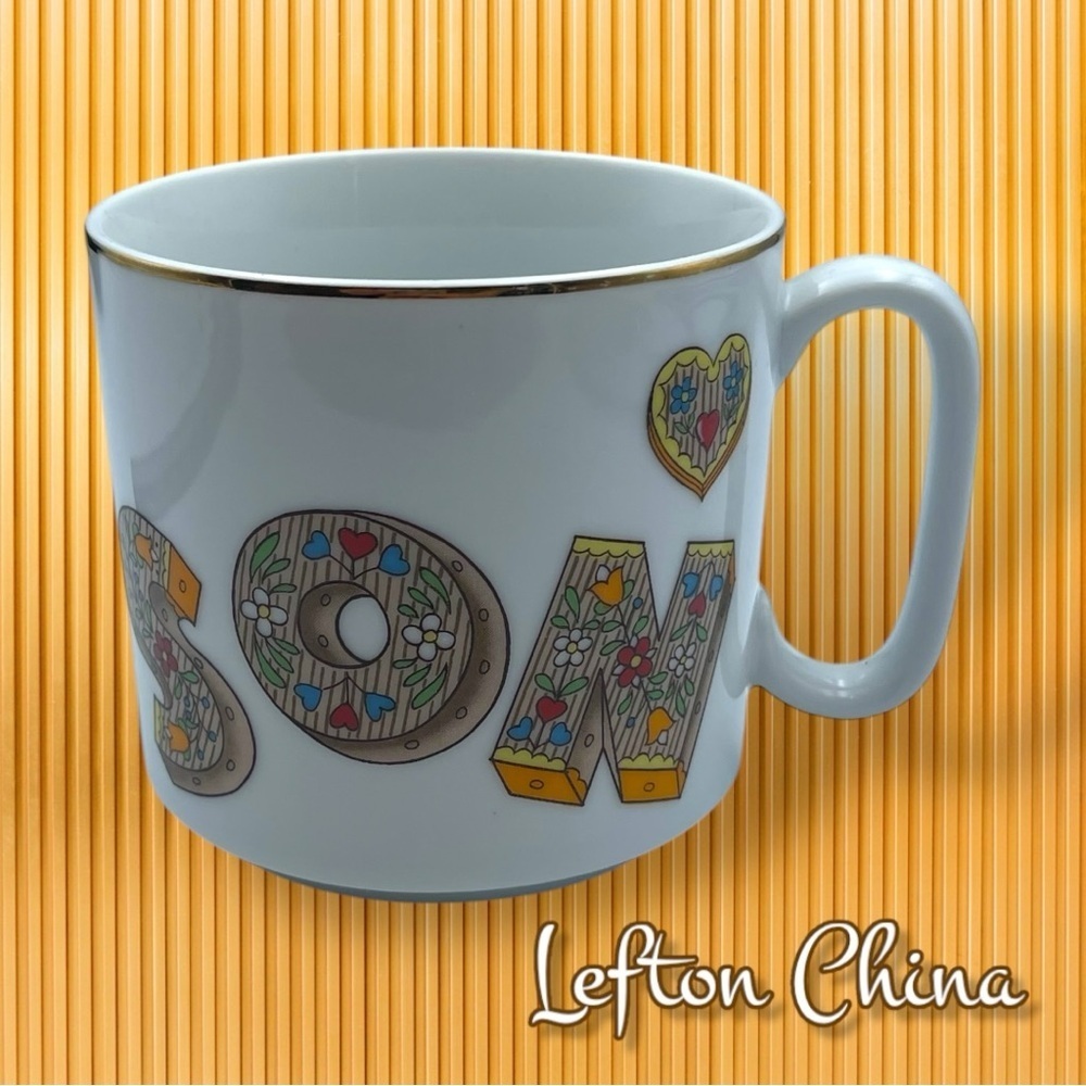 Lefton China Decorative Son Mug with Colorful Lettering